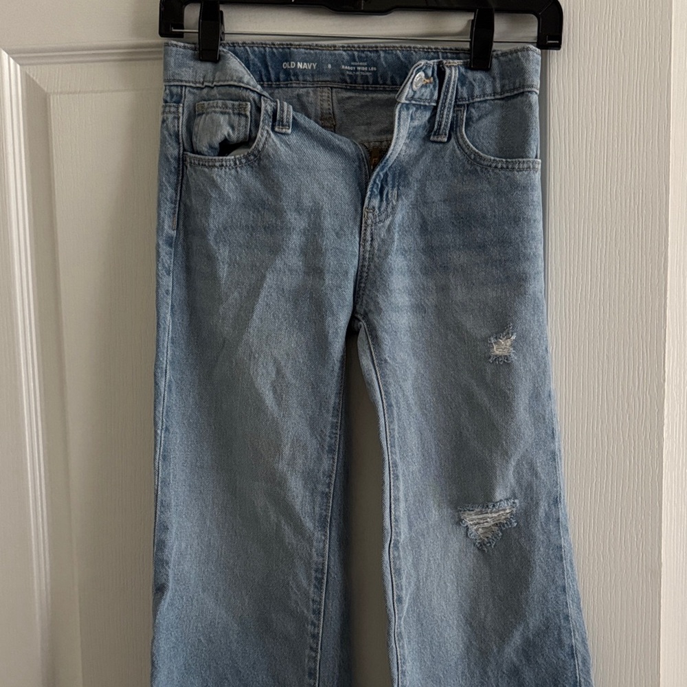 Girls Old Navy Light Blue Baggy Wide Leg Jeans Size 8